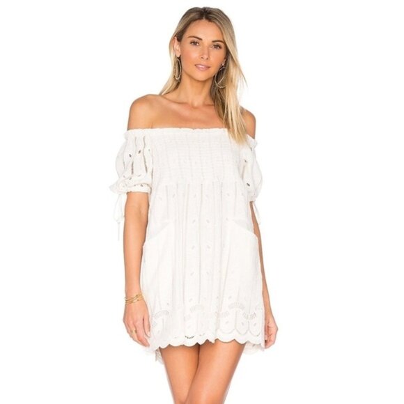 Tularosa Revolve Women's Quinn Mini Dress Off The Shoulder Embroidered Small - Picture 1 of 16